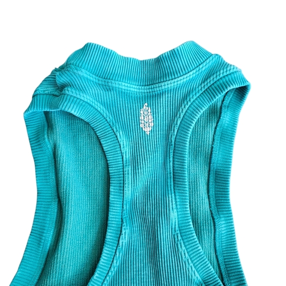 FP Movement Free Peoppe Turquoise Ribbed Crop Tank Top Size Xs - Picture 3 of 5